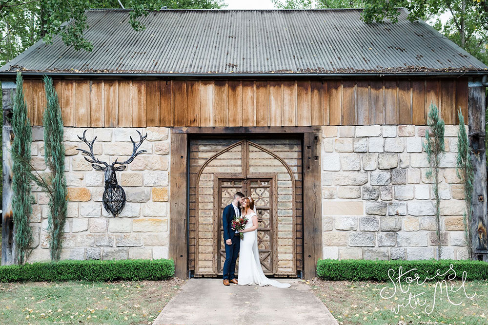 The dramatic elephant door entrance to the Wine Cellar Stonehurst Cedar Creek, Hunter Valley Wedding Venue