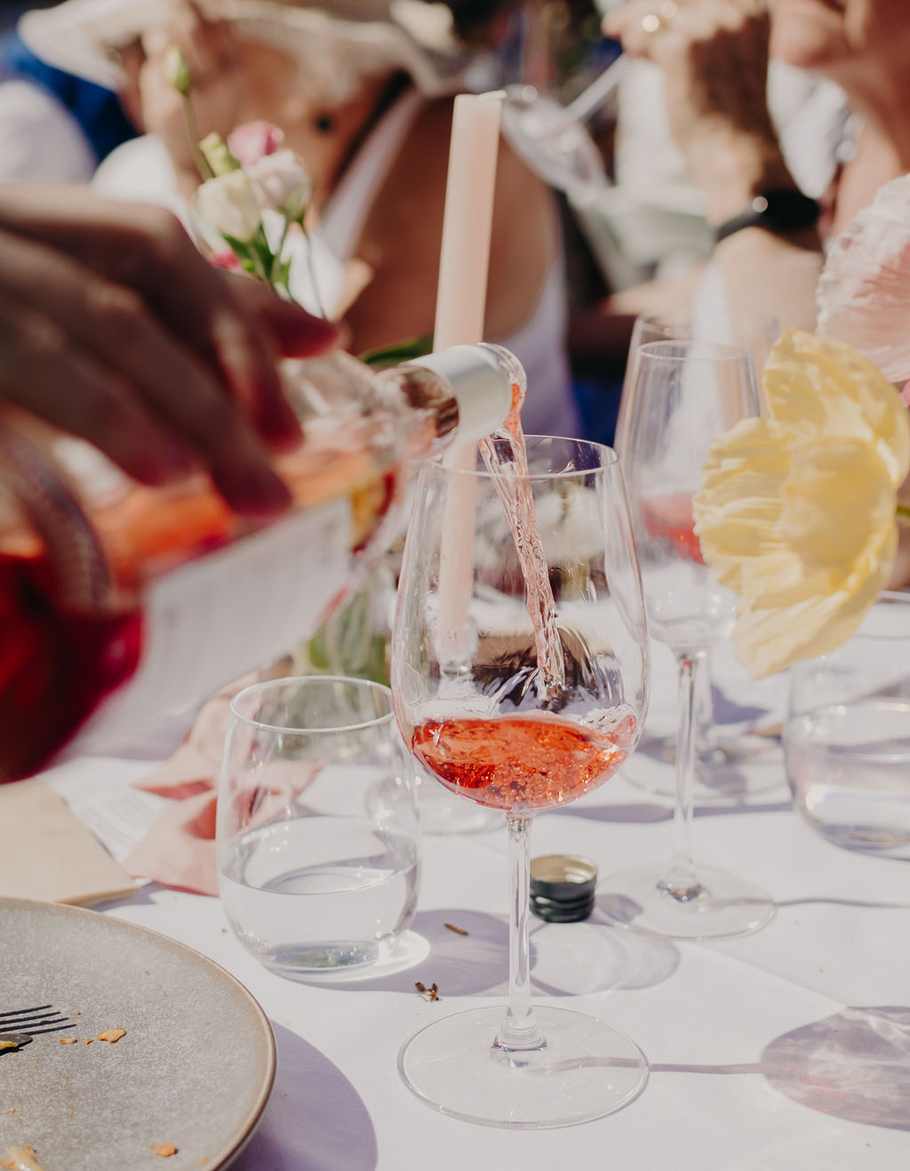 Long Table Lunch wine served